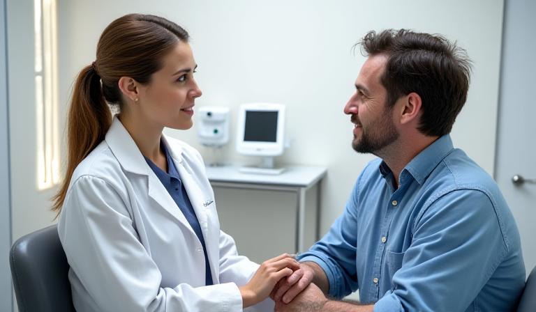 医師が患者を診察している様子